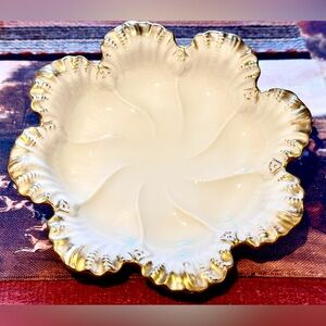 Lenox USA 24k Gold Trimmed oyster Dish 10.5” diameter, 1.75” deep